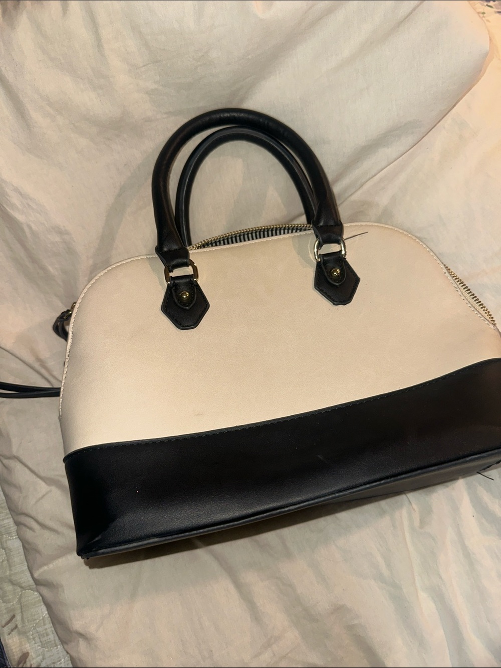 crown & ivy Black and White Two-Tone Satchel - Picture 5 of 5